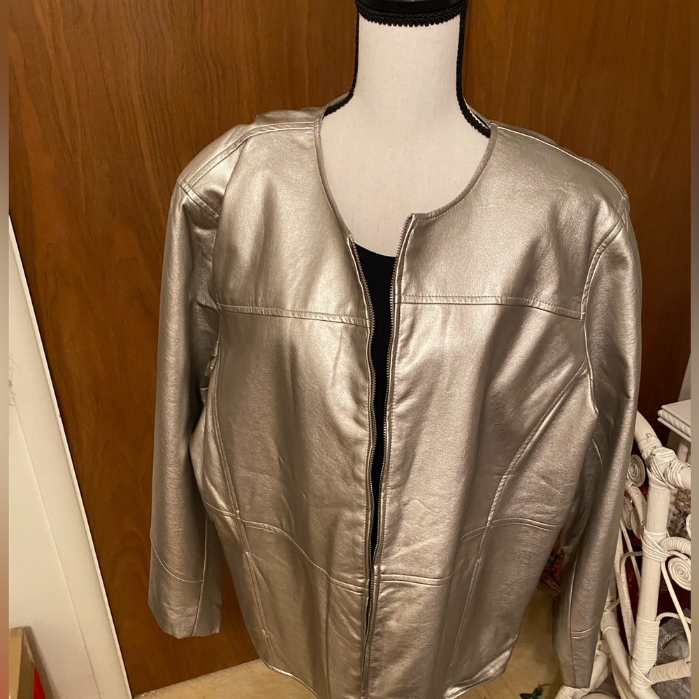 Women’s - Susan Graver, Size 2X, Silver, Collarless Jacket